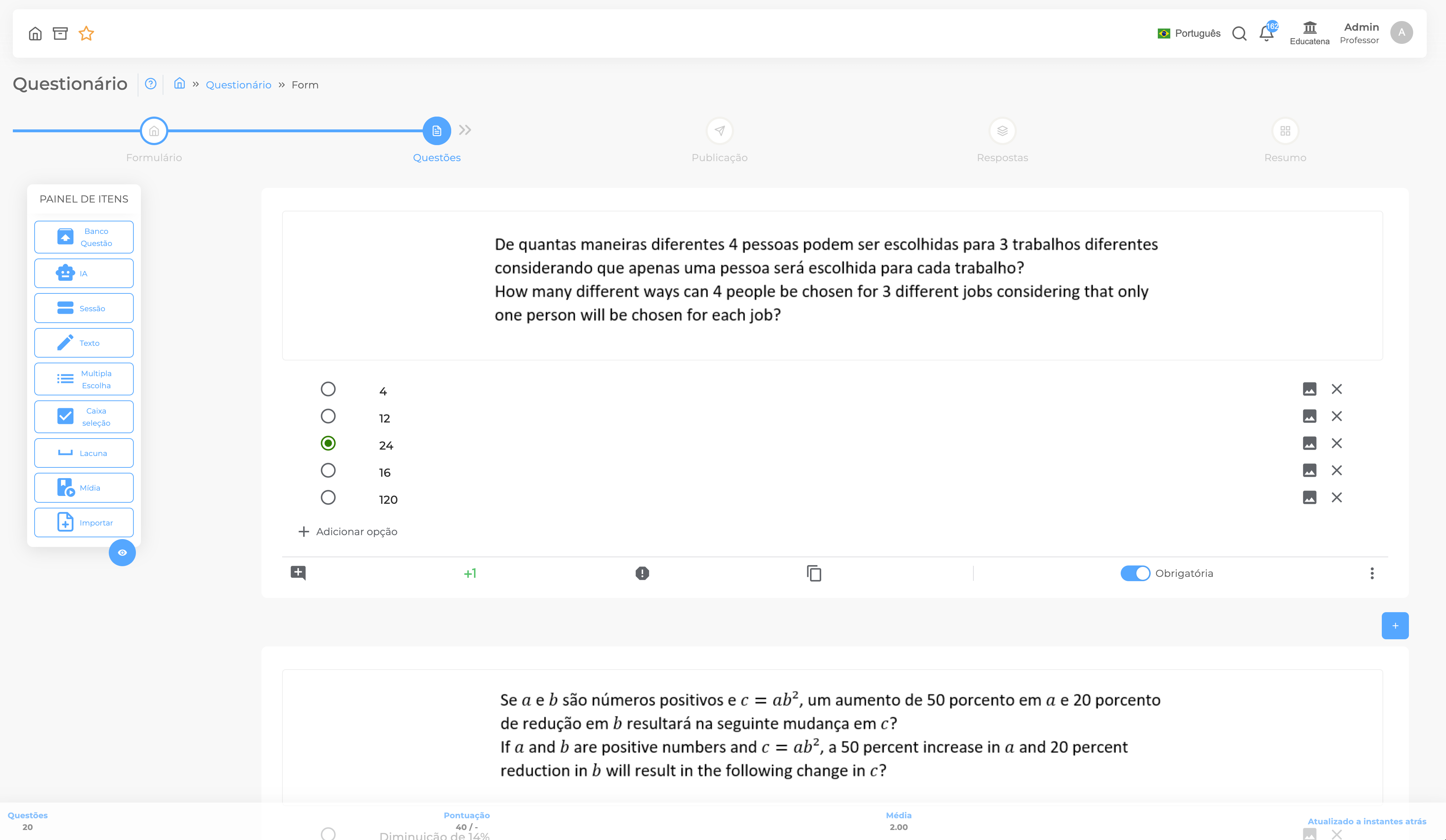 Educatena - Plataforma de Avaliações Online