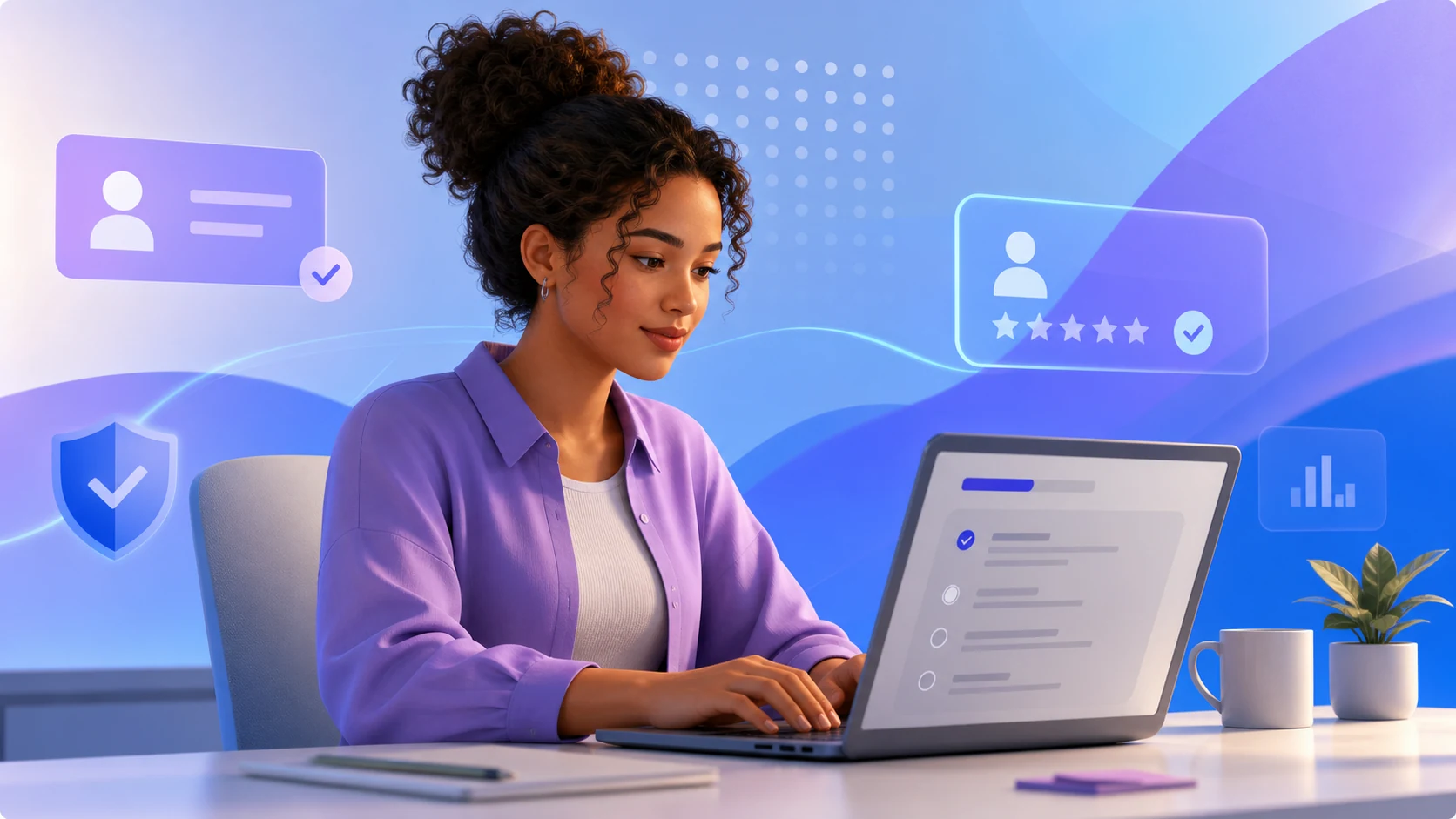 Candidata realizando uma prova online em um processo seletivo